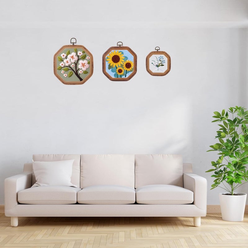 Cheloment Embroidery⨯ Stitch Frames for Display,6PC Octagon Embroidery Hoops,Three Sizes Oectangle Frames for Embroidery Perfect for Sewing, Home Decor and Embroidery - Image 4